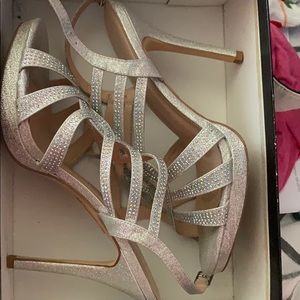 Silver platform heels